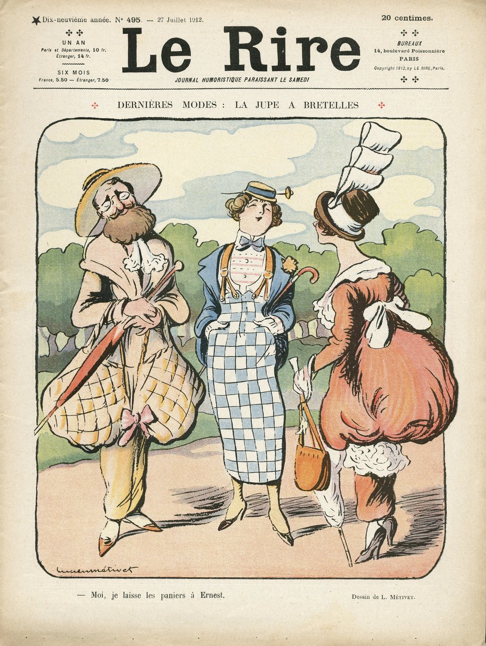 Ilustracja w Le Rire, 27.07.12 - Najnowsza moda (grawerunek) autorstwa Lucien Metivet