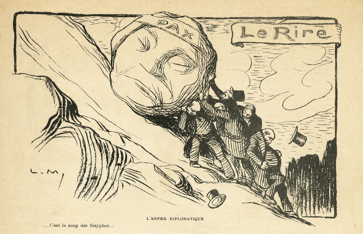 Ilustracja w Le Rire, 28.12.12 - piekło dyplomatyczne - Wojna 14-18 (rycina) autorstwa Lucien Metivet