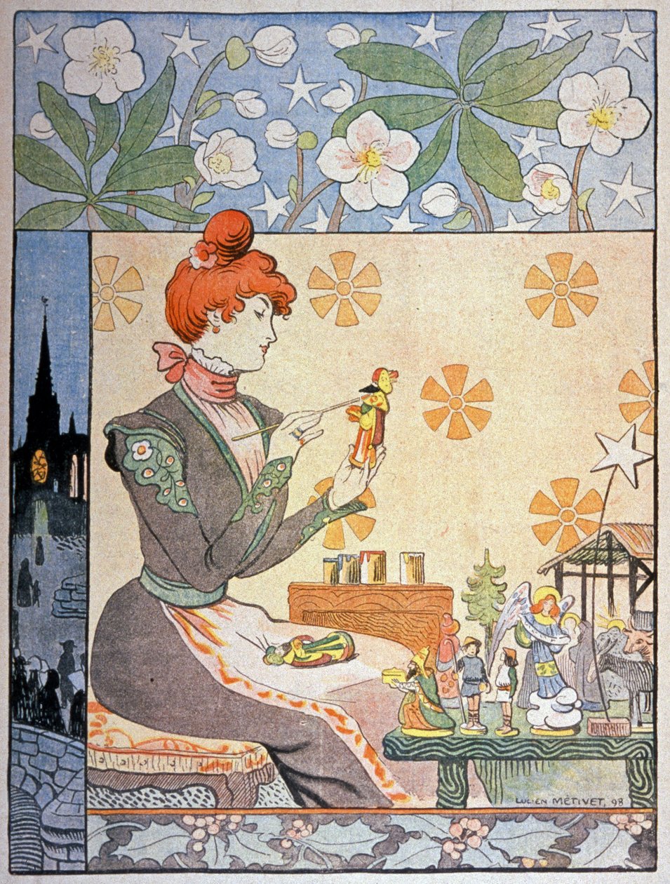 Malowanie Santonów w Prowansji. 1898 (ilustracja) autorstwa Lucien Metivet