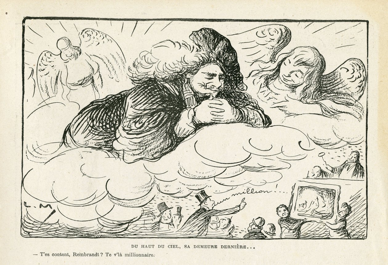 ilustracja w Le Rire, 21.06.2013 - Ze szczytu nieba, miejsce jego ostatniego spoczynku (rycina) autorstwa Lucien Metivet