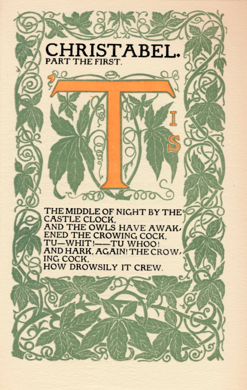 Eragny Press: Strona otwierająca Coleridges Christabel, 1895-1914 autorstwa Lucien Pissaro
