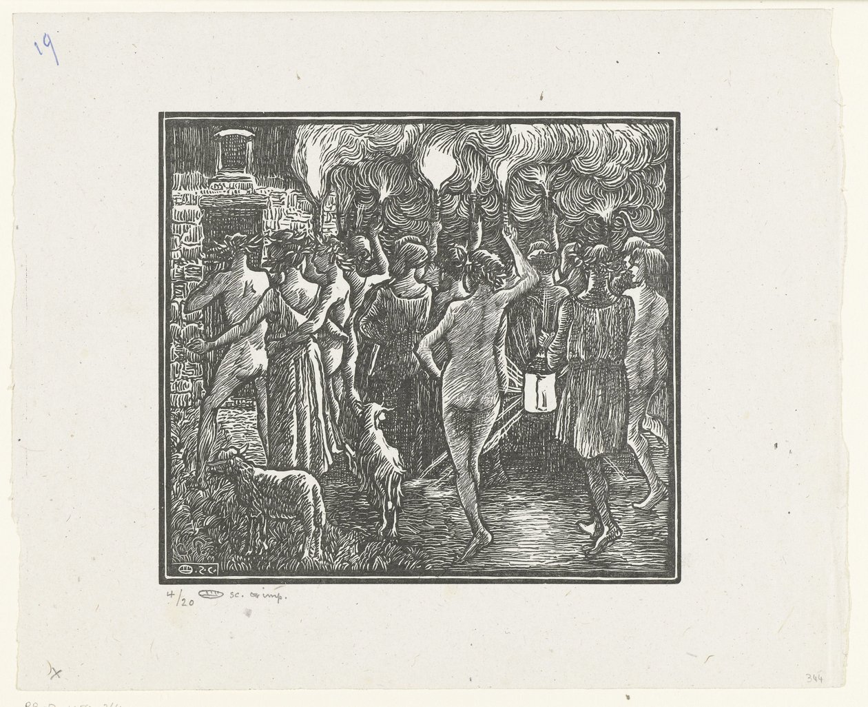 Od fakkeloptocht Daphnis i Chloe, procesja z pochodniami Daphnis i Chloe (tytuł serii) autorstwa Lucien Pissarro