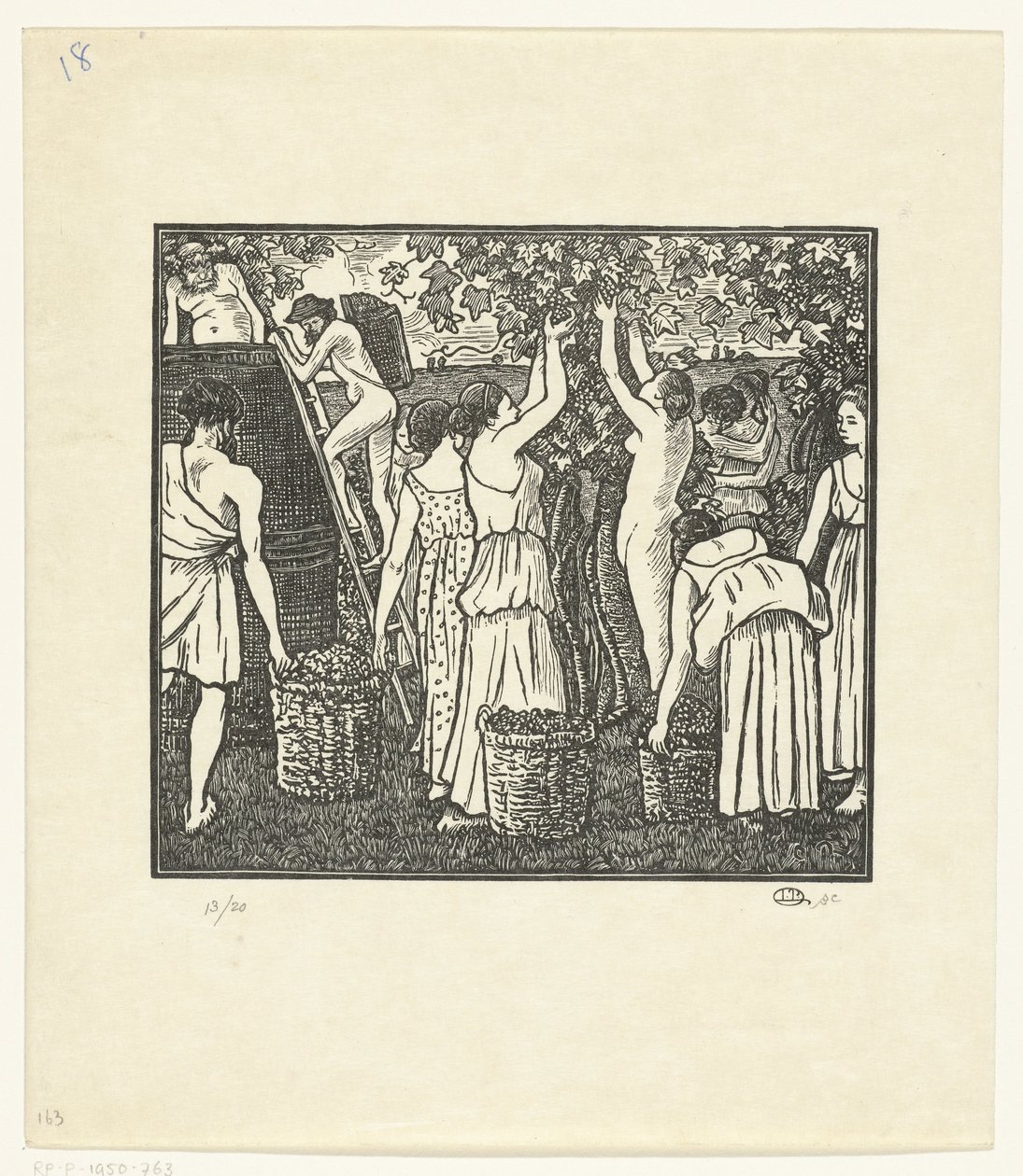 Z Wijnoogst Daphnis i Chloe, Żniwa Daphnis i Chloe (tytuł serii) autorstwa Lucien Pissarro