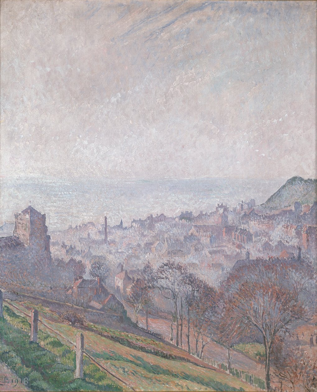Hastings: Mgła, Słońce i Dym, 1918 autorstwa Lucien Pissarro