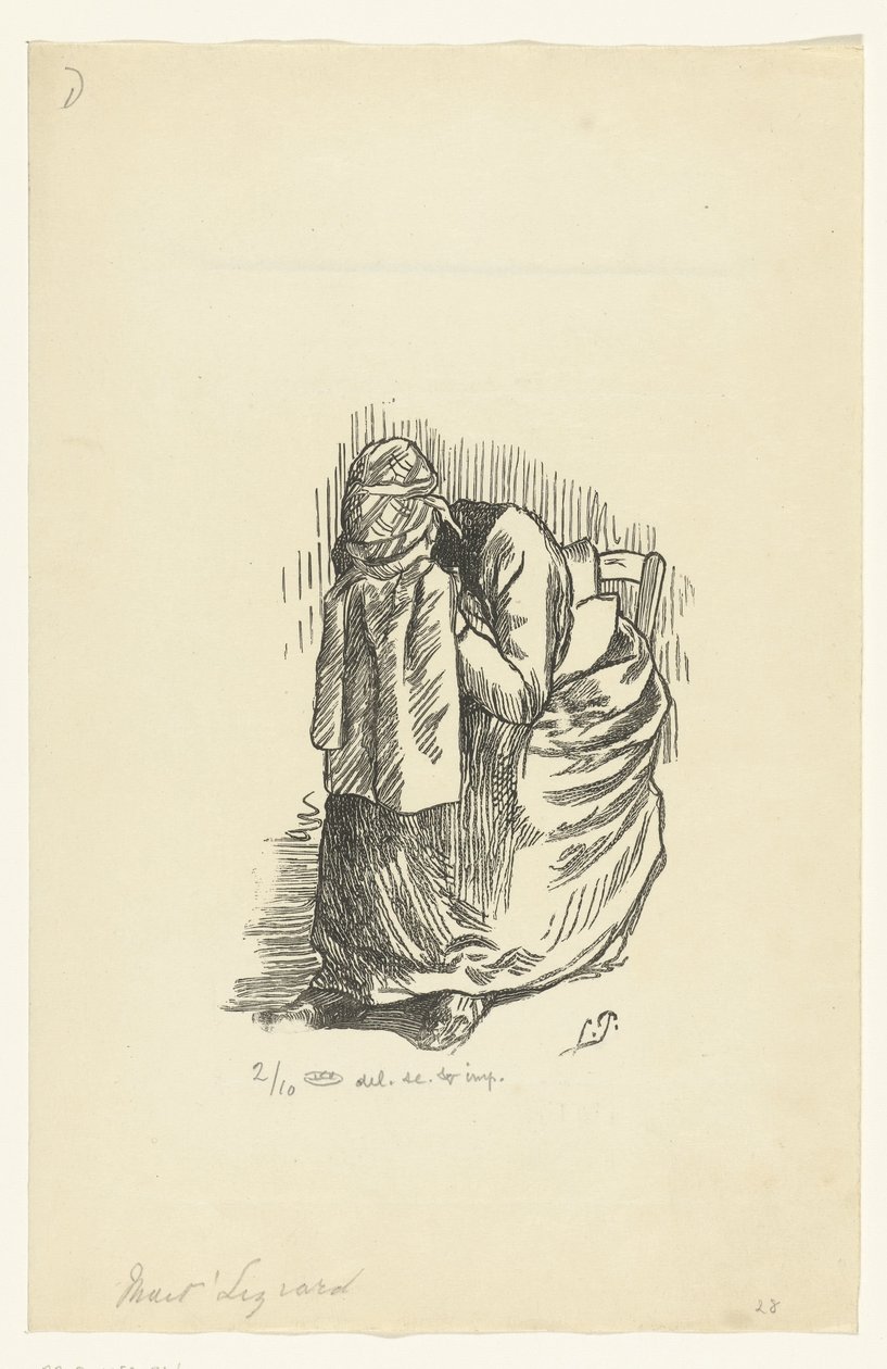 Płacząca kobieta Jaszczurka Maita autorstwa Lucien Pissarro