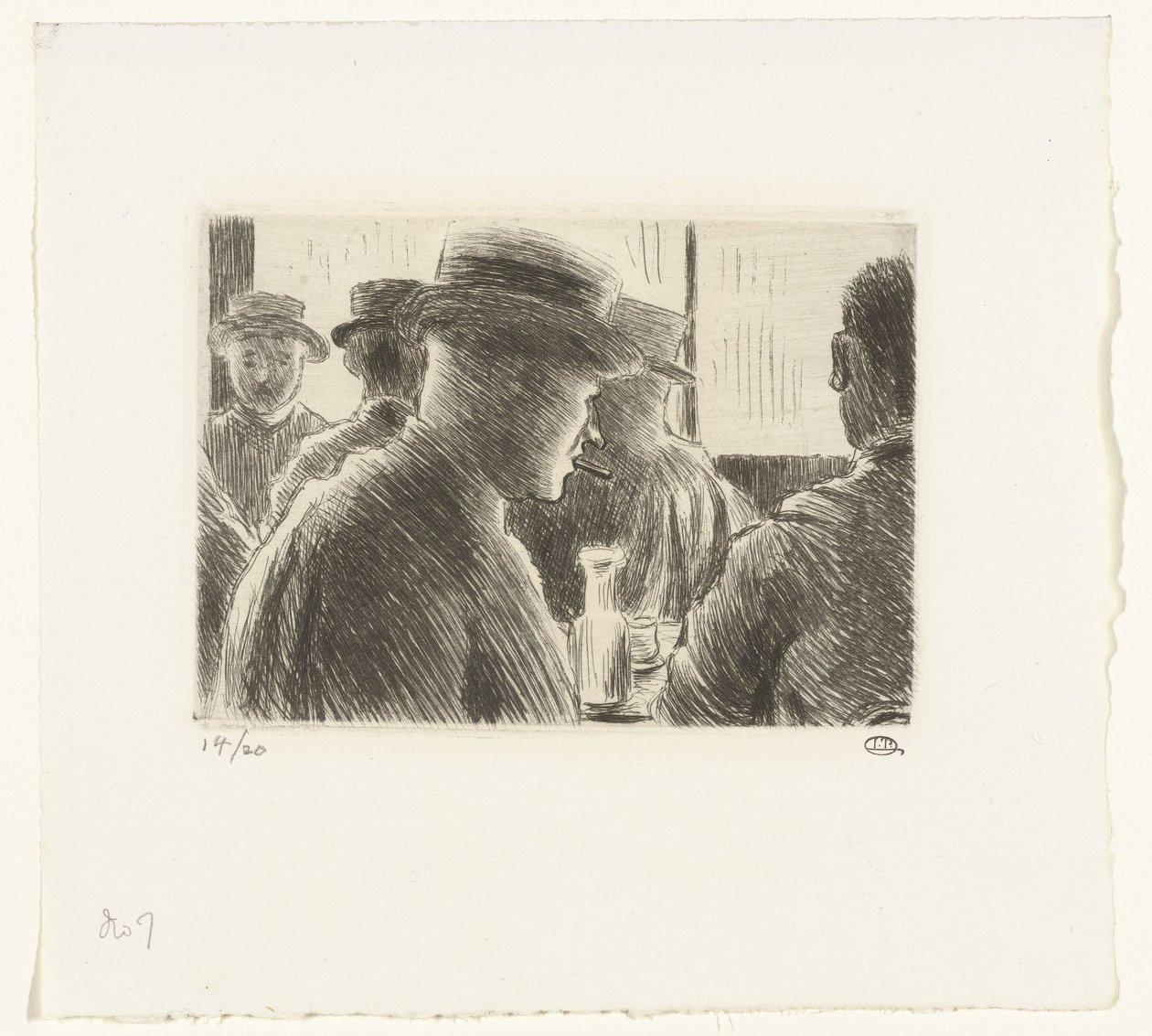 Mężczyźni w kawiarni autorstwa Lucien Pissarro