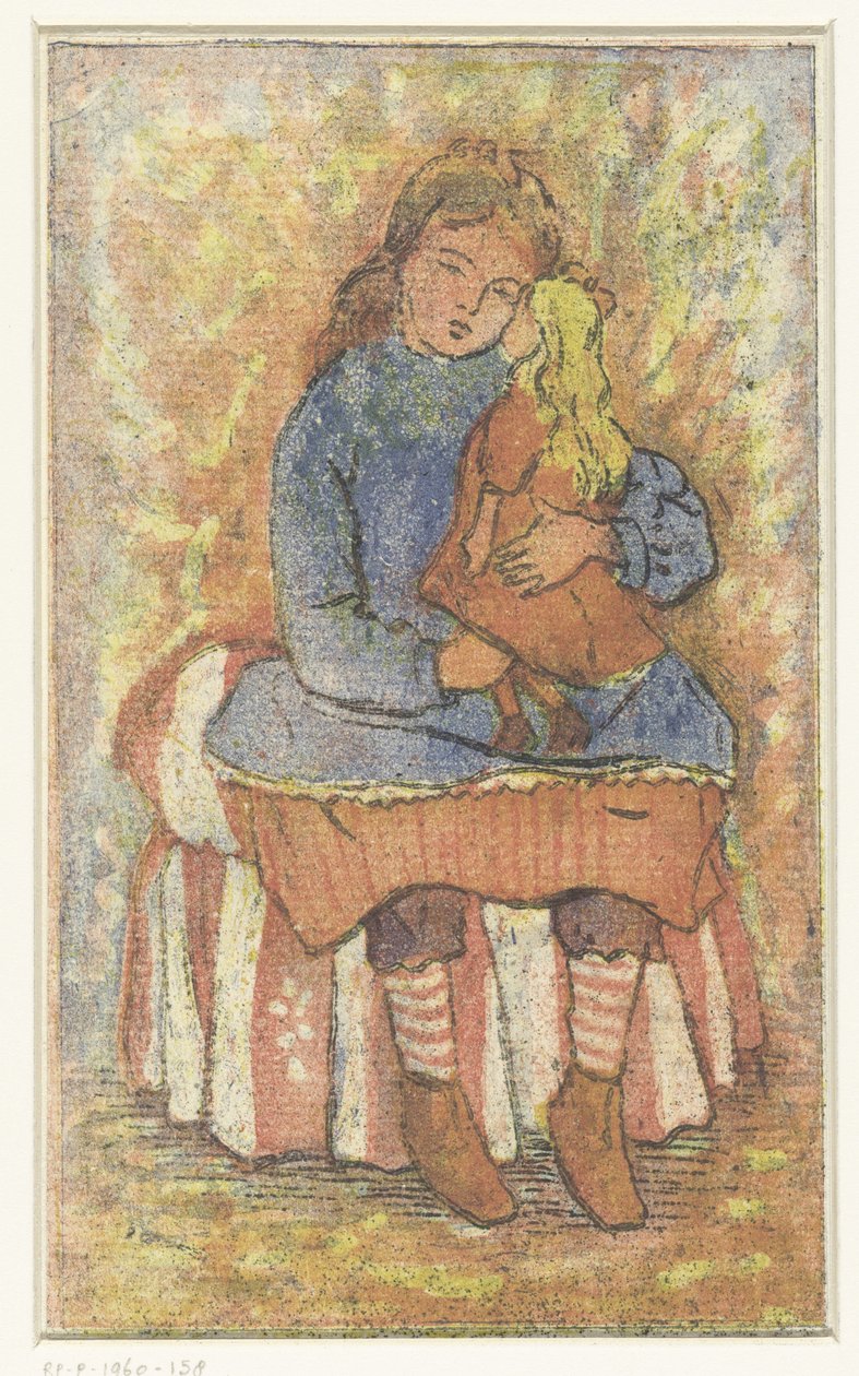 Dziewczyna z lalką autorstwa Lucien Pissarro