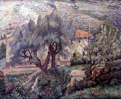 Pejzaż Orovida, Wiśnia (olej na płótnie) autorstwa Lucien Pissarro