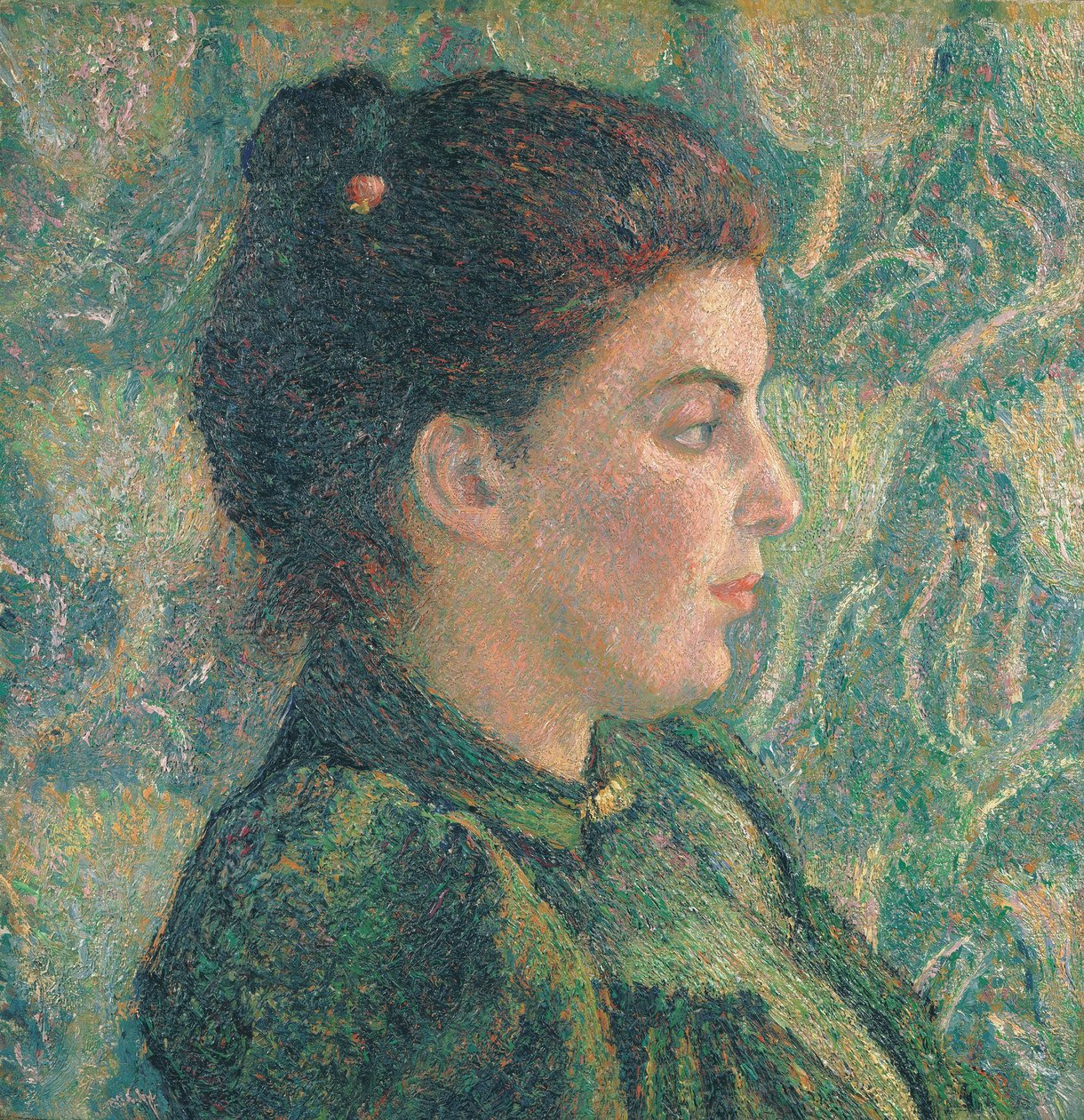 Portret Esther z profilu autorstwa Lucien Pissarro