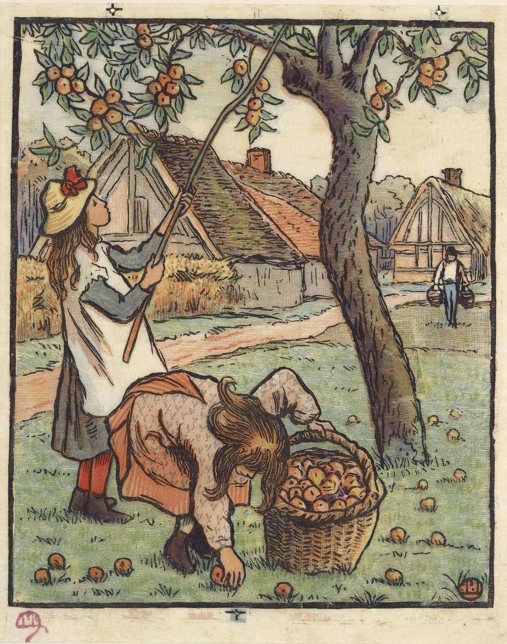 Zbiory jabłek, 1889 autorstwa Lucien Pissarro