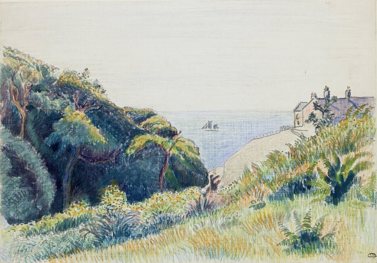 Dom Straży Przybrzeżnej, Ecclesbourne, 1918 autorstwa Lucien Pissarro