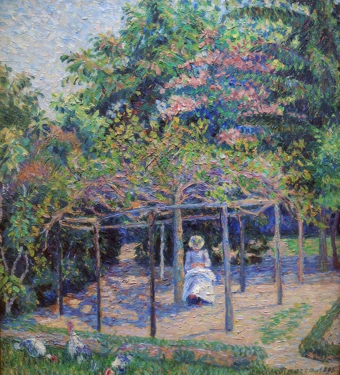 Indyki (lub Estera w ogrodzie, Eragny) autorstwa Lucien Pissarro