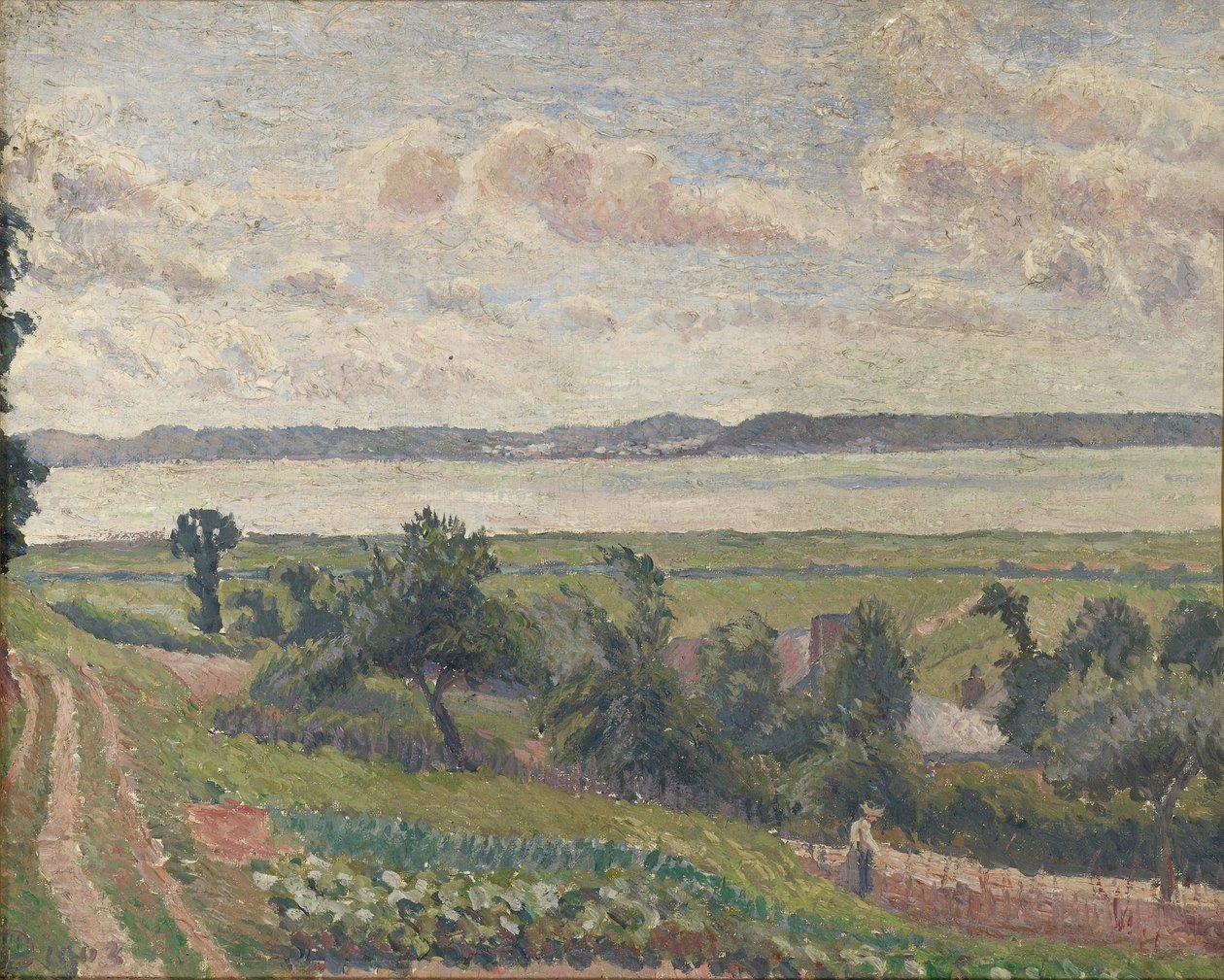 Widok na ujście rzeki, Harfleur, 1903 autorstwa Lucien Pissarro