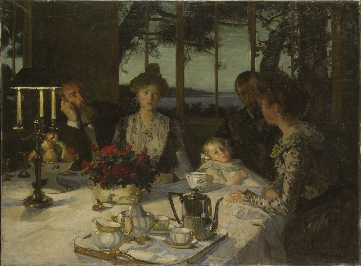 Rozmowa w zmierzchu — Rozmowa w zmierzchu — Simon Lucien (1861-1945). Olej na płótnie. Rozmiar: 140x190cm. Muzeum Narodowe w Sztokholmie autorstwa Lucien Simon