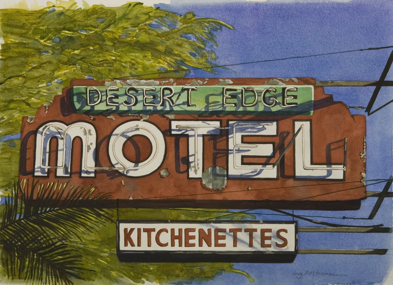 Desert Edge Motel, 2006 (wc na papierze) autorstwa Lucy Masterman