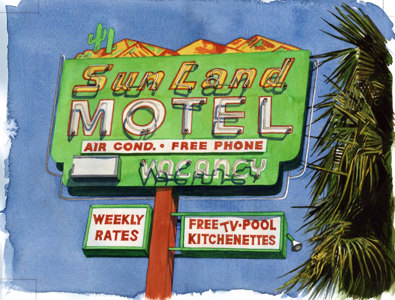 Land Land, Miracle Mile, 2004 (WC na papierze) autorstwa Lucy Masterman
