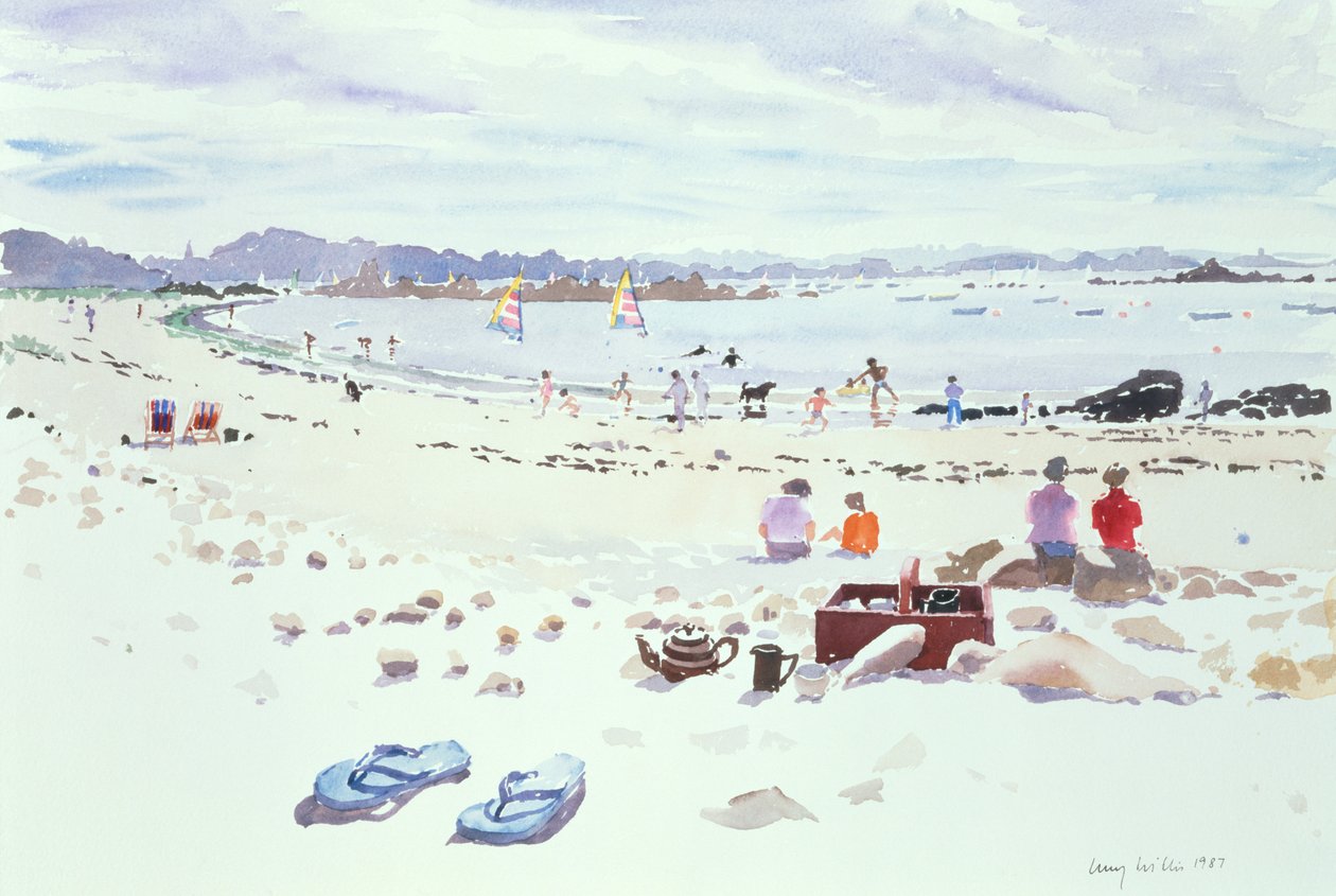Cobo Bay, Guernsey, 1987 (wc na papierze) autorstwa Lucy Willis