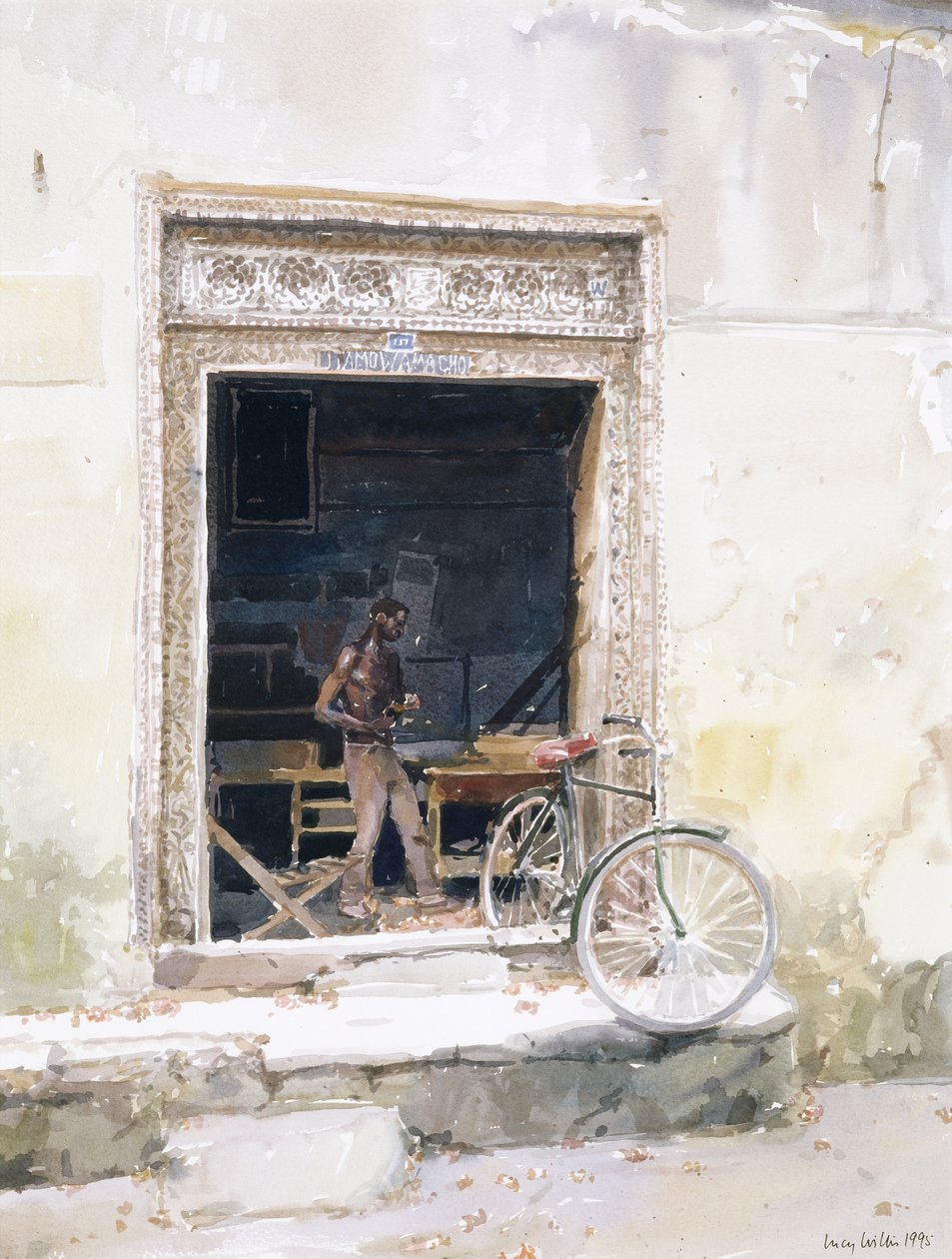 Ciemne wnętrze, Zanzibar, 1995 (wc na papierze) autorstwa Lucy Willis