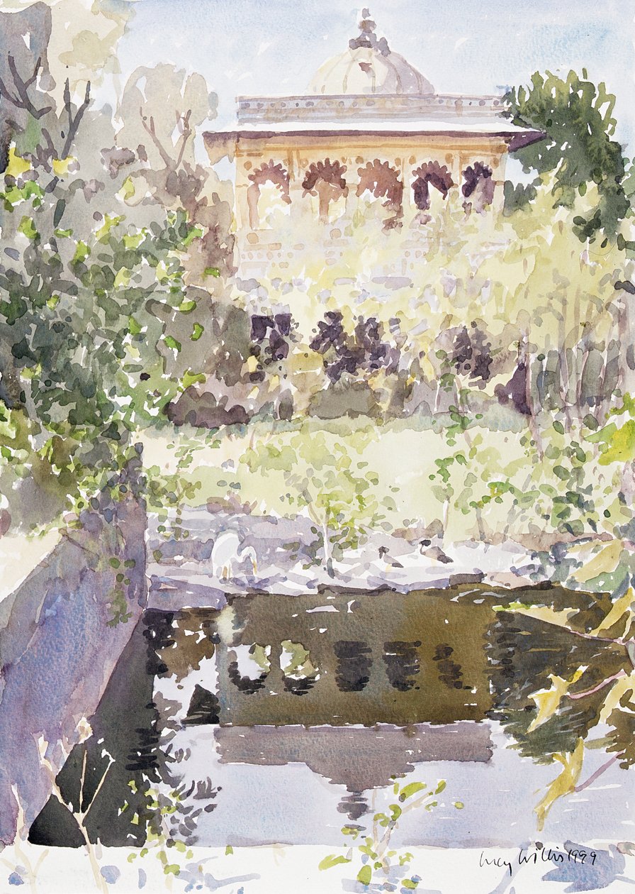 Zapomniany Pałac, Udaipur, 1999 (wc na papierze) autorstwa Lucy Willis