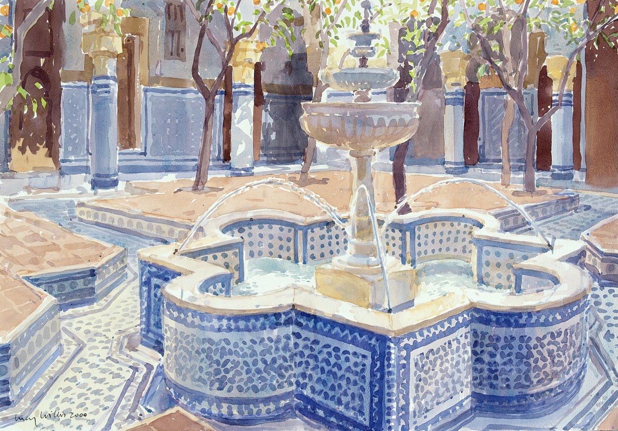 Błękitna Fontanna, 2000 (wc na papierze) autorstwa Lucy Willis