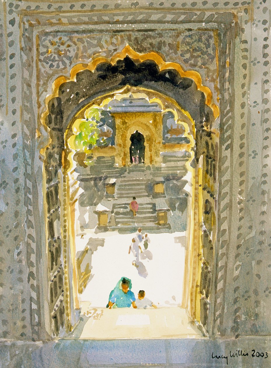 Świątynia Maheshwar, 2003 (wc na papierze) autorstwa Lucy Willis