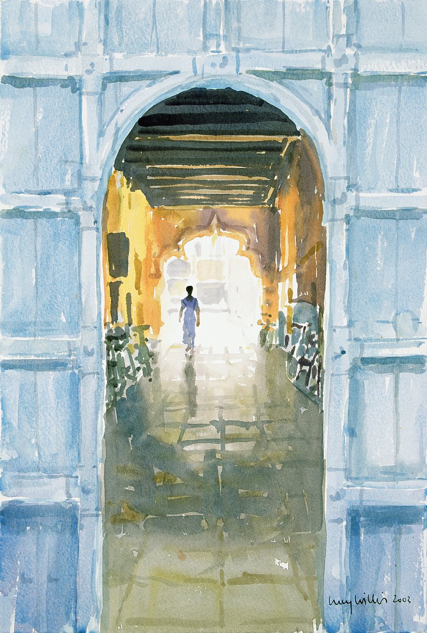 Idąc w stronę światła, Cochin, 2002 (wc na papierze) autorstwa Lucy Willis