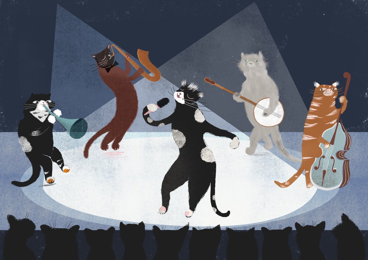 Jazz Cats, 2015 (digital) autorstwa Lucy Banaji