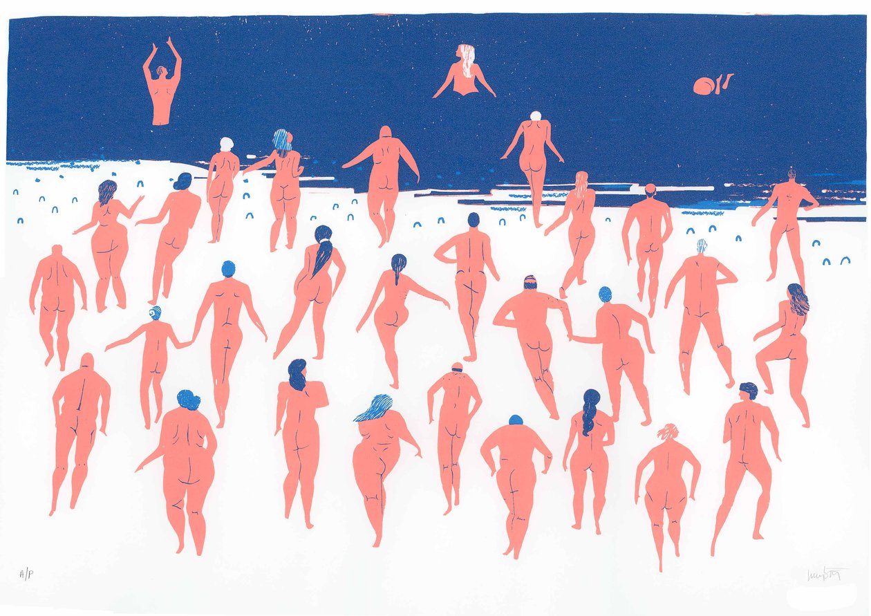 Nude Beach Run, 2016 (sitodruk) autorstwa Lucy Banaji