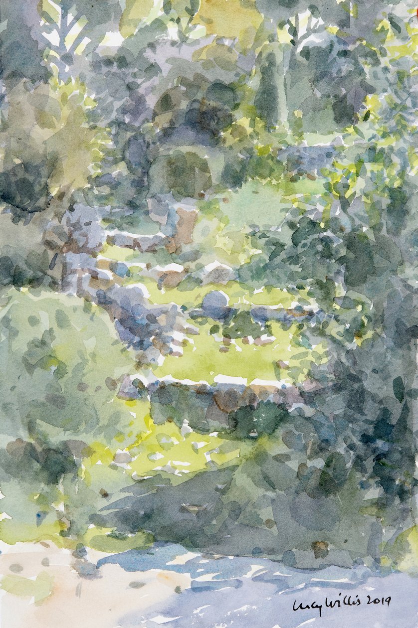 Hillside Steps, Ein Kerem, Izrael, 2019 (w/c na papierze) autorstwa Lucy Willis