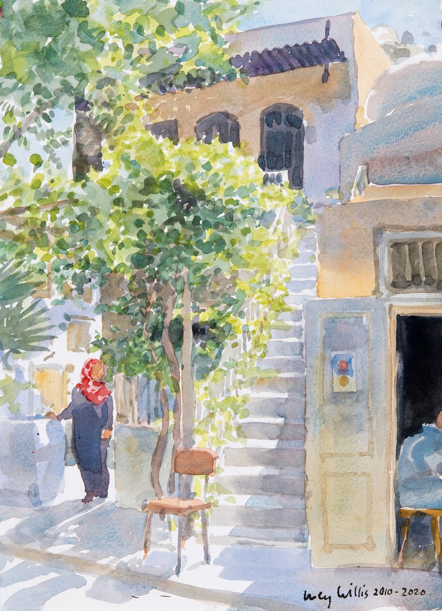 Steps by The Citadel, Aleppo, Syria, 2019 (w/c na papierze) autorstwa Lucy Willis