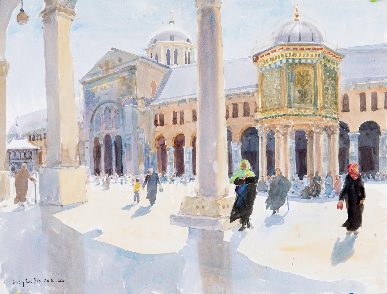 Wielki Meczet Umajjadów, Damaszek, Syria, 2019 (w/c na papierze) autorstwa Lucy Willis