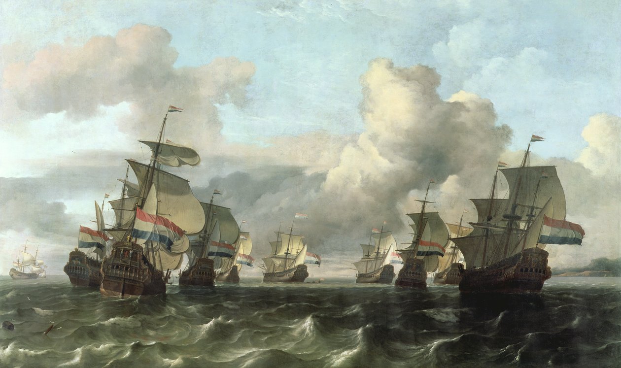 Holenderska flota Kompanii Indyjskiej, 1675 r. autorstwa Ludolf Backhuysen