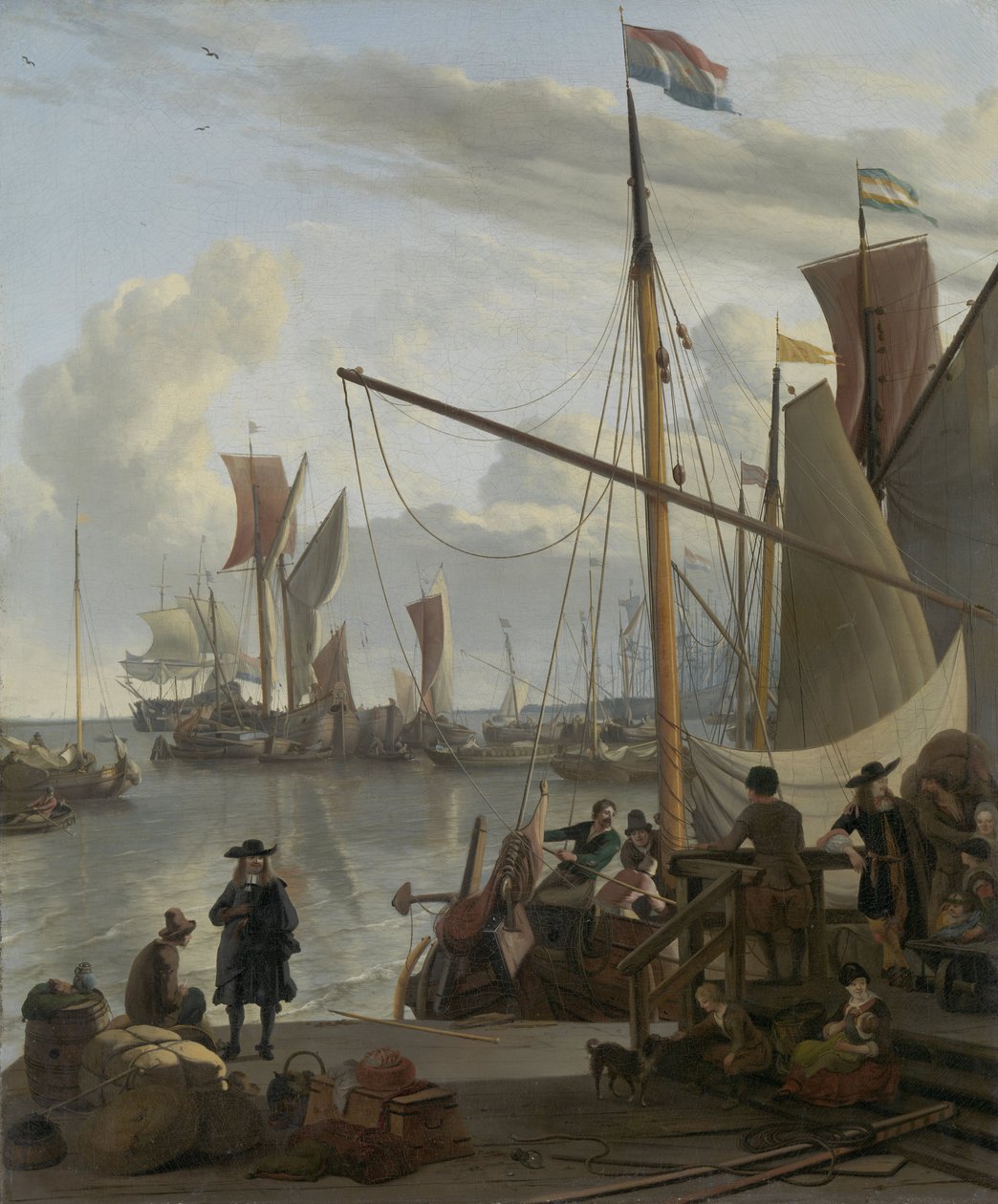 IJ w Amsterdamie, widziany z Mosselsteiger (Mussel Pier) 1673 autorstwa Ludolf Backhuysen