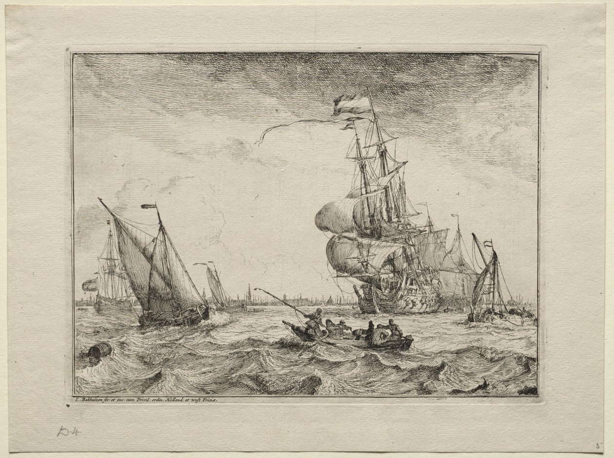 Statki pod pełnymi żaglami, 1701. autorstwa Ludolf Backhuysen
