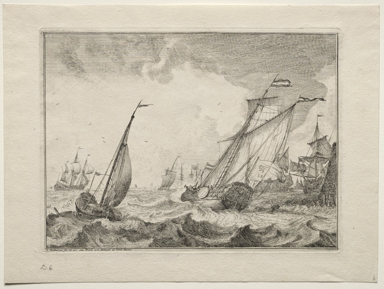 Statki podczas wichury, 1701. autorstwa Ludolf Backhuysen