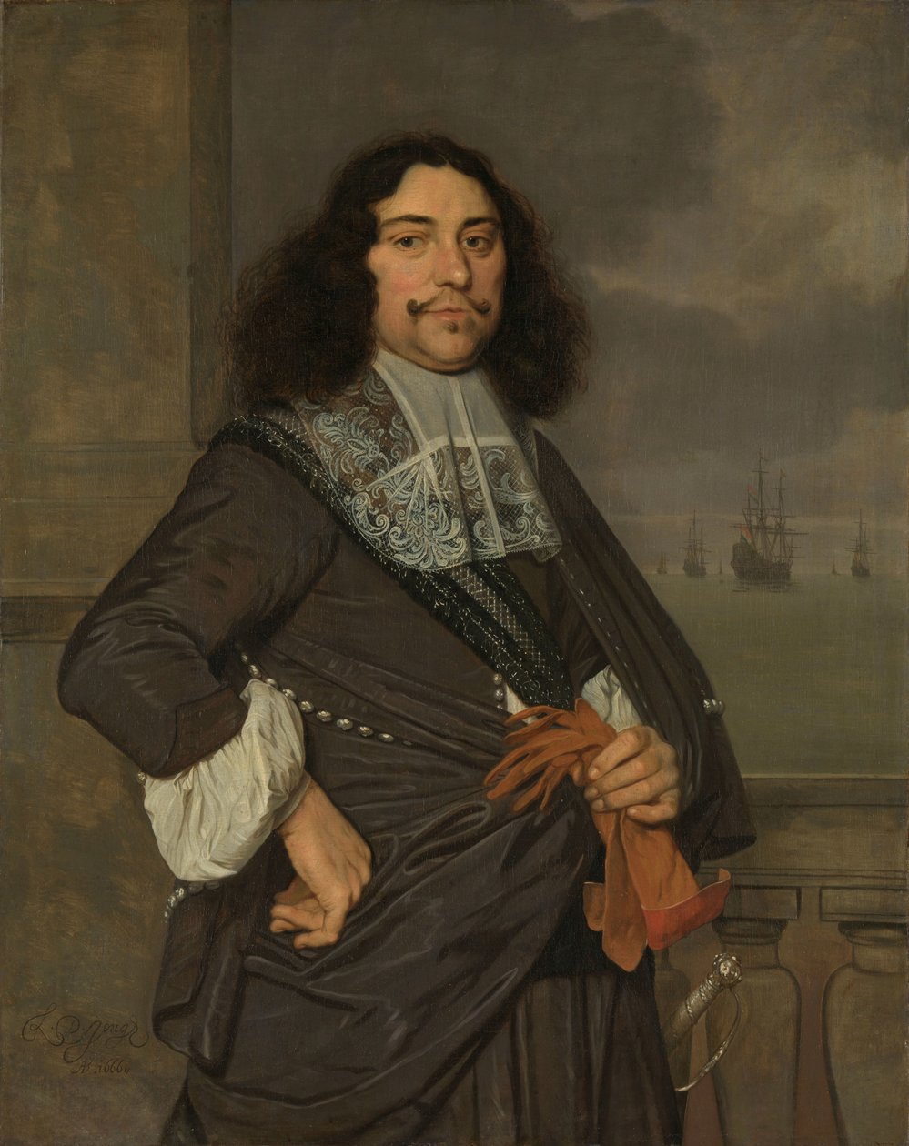 Jan van Nes (1631-80), wiceadmirał Holandii i Zachodniej Fryzji autorstwa Ludolf de Jongh