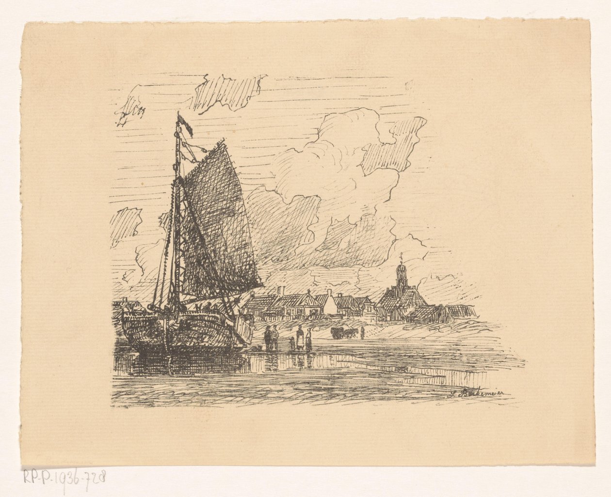 Bomschuit na plaży Noordwijk aan Zee autorstwa Ludolph Berkemeier (signed by artist)