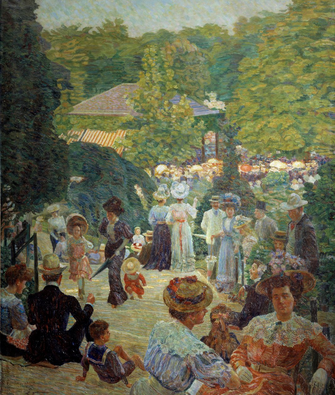 Parc Montsouris z kiosku ma muzykę w 1900 roku. Malarstwo Ludovica Vallee (1864 - 1939) autorstwa Ludovic Vallee