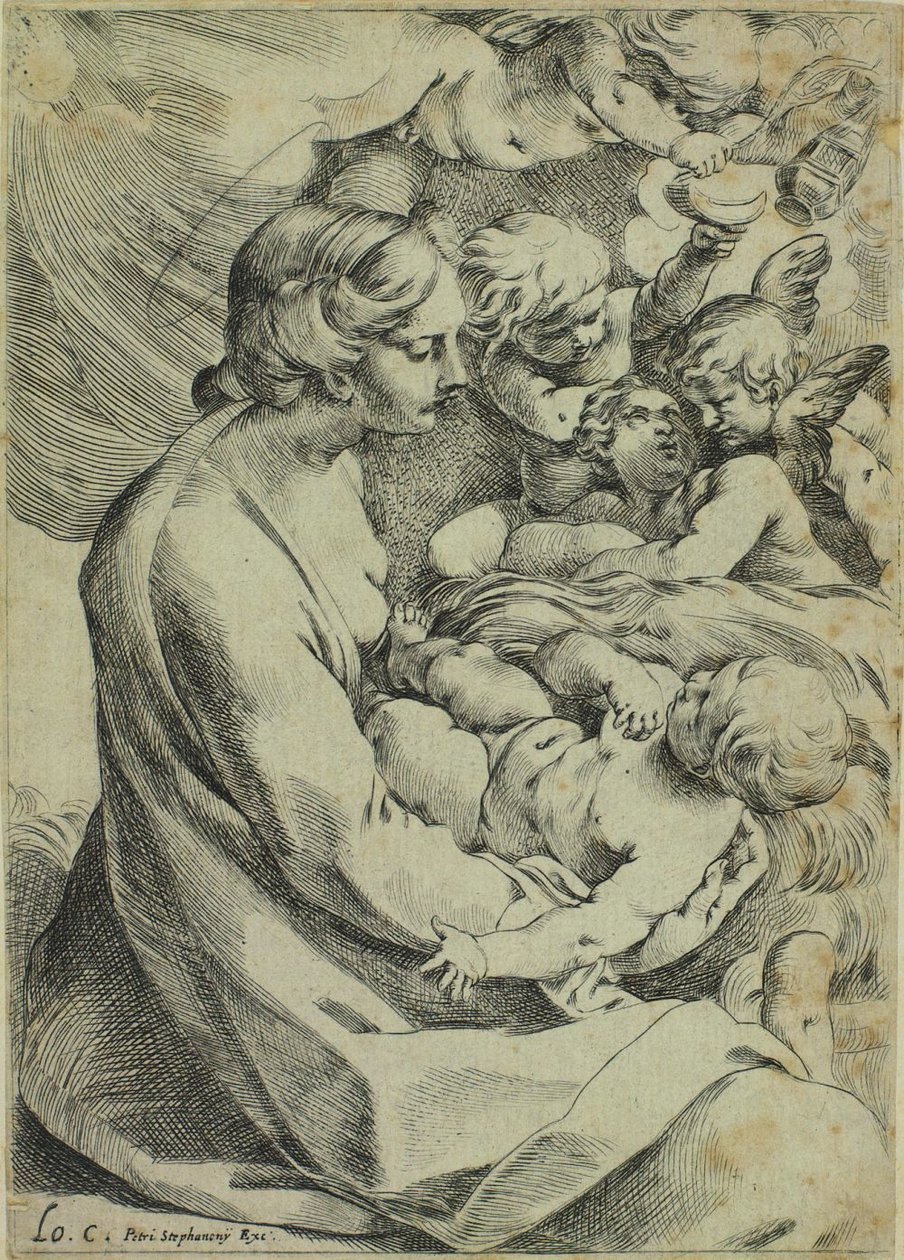 Dziewica z Dzieciątkiem w otoczeniu aniołów autorstwa Ludovico Carracci