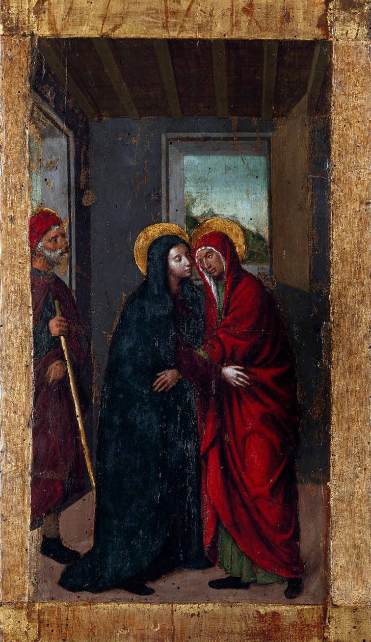 Życie Dziewicy: „”Nawiedzenie””Seria „”Tajemnice Różańca”” Malowidło na drewnie Ludovico Brea (Louis Brea) (1450-1523) 1512-1513 Taggia, Museo del Convento di San Domenico Włochy autorstwa Ludovico Brea