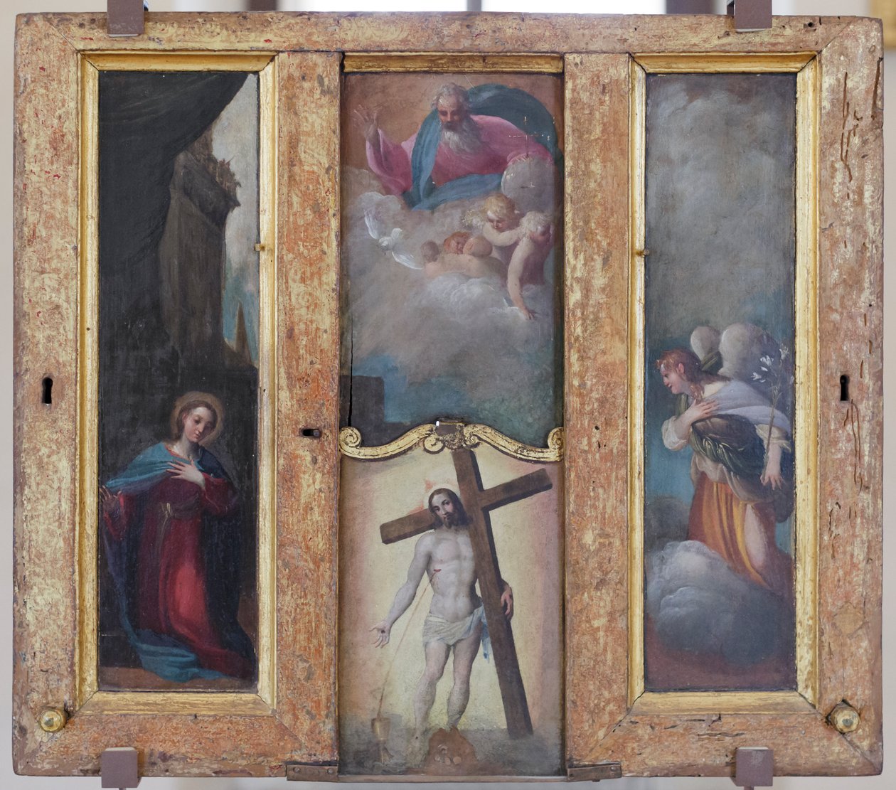 Zwiastowanie, Bóg Ojciec w chwale i drogocenna krew Chrystusa autorstwa Ludovico Carracci
