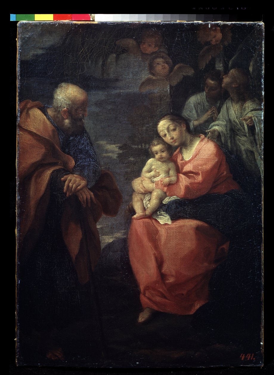 „Święta Rodzina odpoczywaj w drodze do Egiptu” (Święta Rodzina pod palmą (Odpoczywaj w drodze do Egiptu)) Obraz Ludovico Carracci (Ludovic Carracci autorstwa Ludovico Carracci