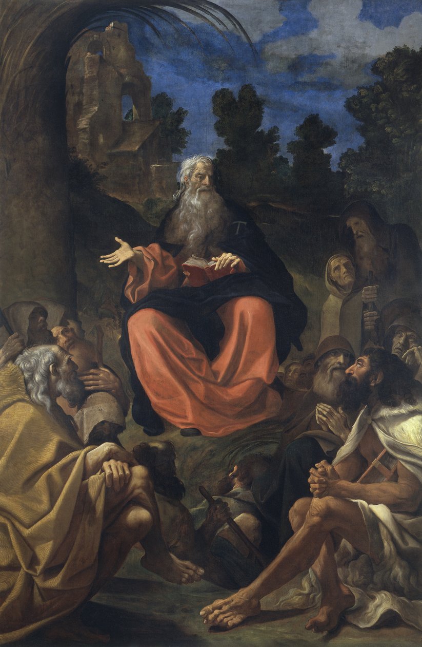 Św. Antoni opat nauczający pustelników autorstwa Ludovico Carracci