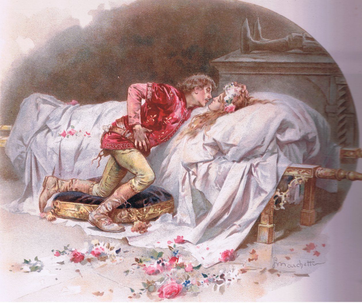 Twoje leki są szybkie. Tak więc pocałunkiem umieram., ilustracja z Romea i Julii, autorstwa Ludovico Marchetti