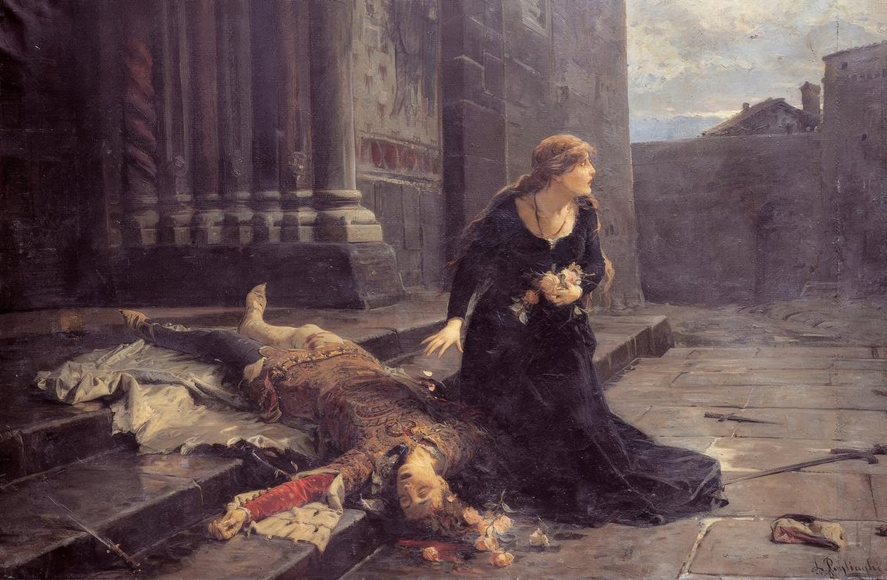 Śmierć Gianmarii Viscontiego przed kościołem s.Gottardo w Mediolanie autorstwa Ludovico Pogliaghi