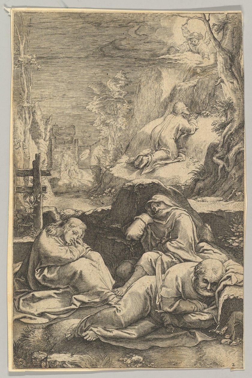 Agonia w ogrodzie, z Męki Pańskiej, ca. 1623. autorstwa Ludovicus Siceram