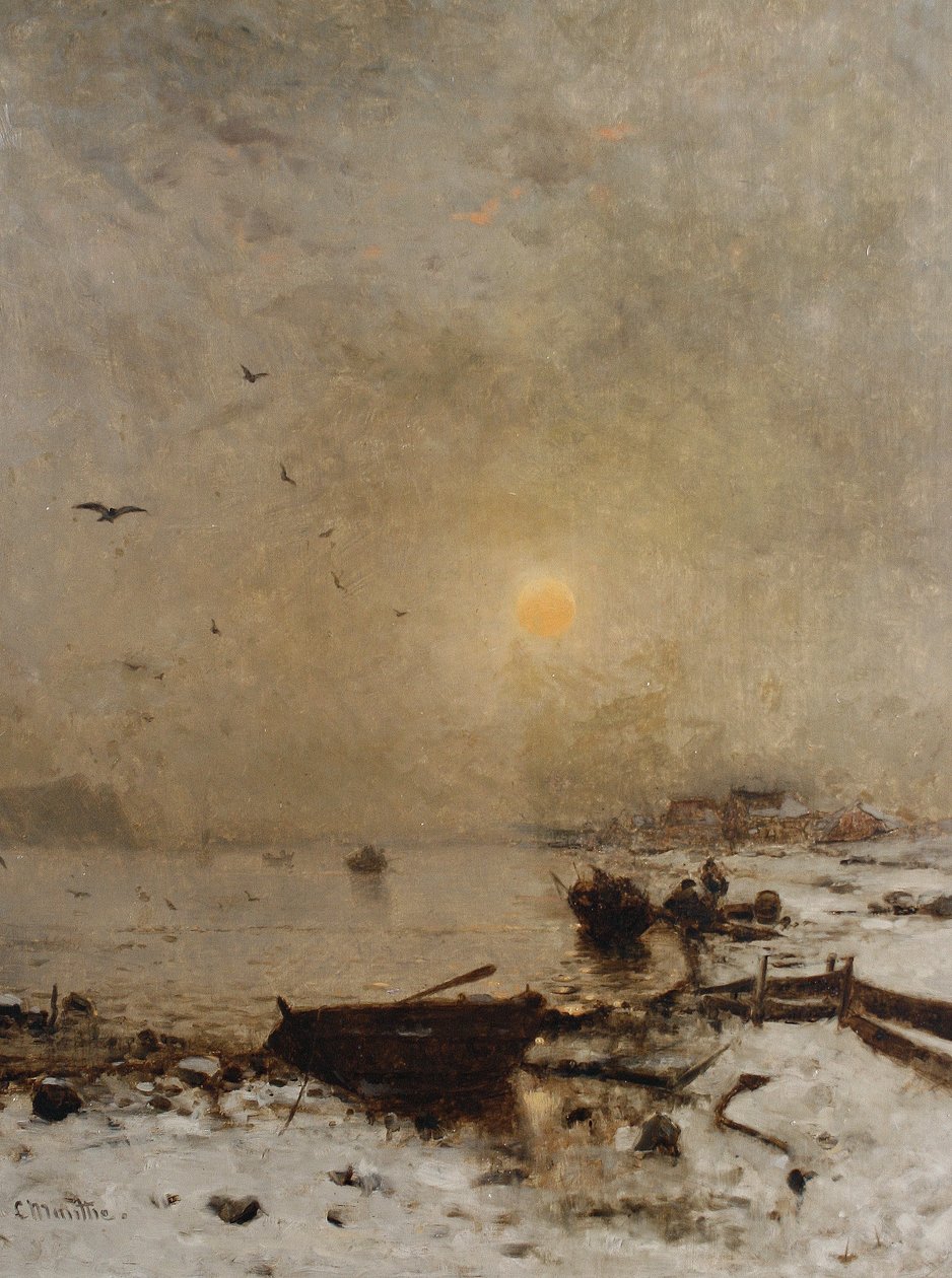 Zachód słońca nad jeziorem autorstwa Ludvig Munthe
