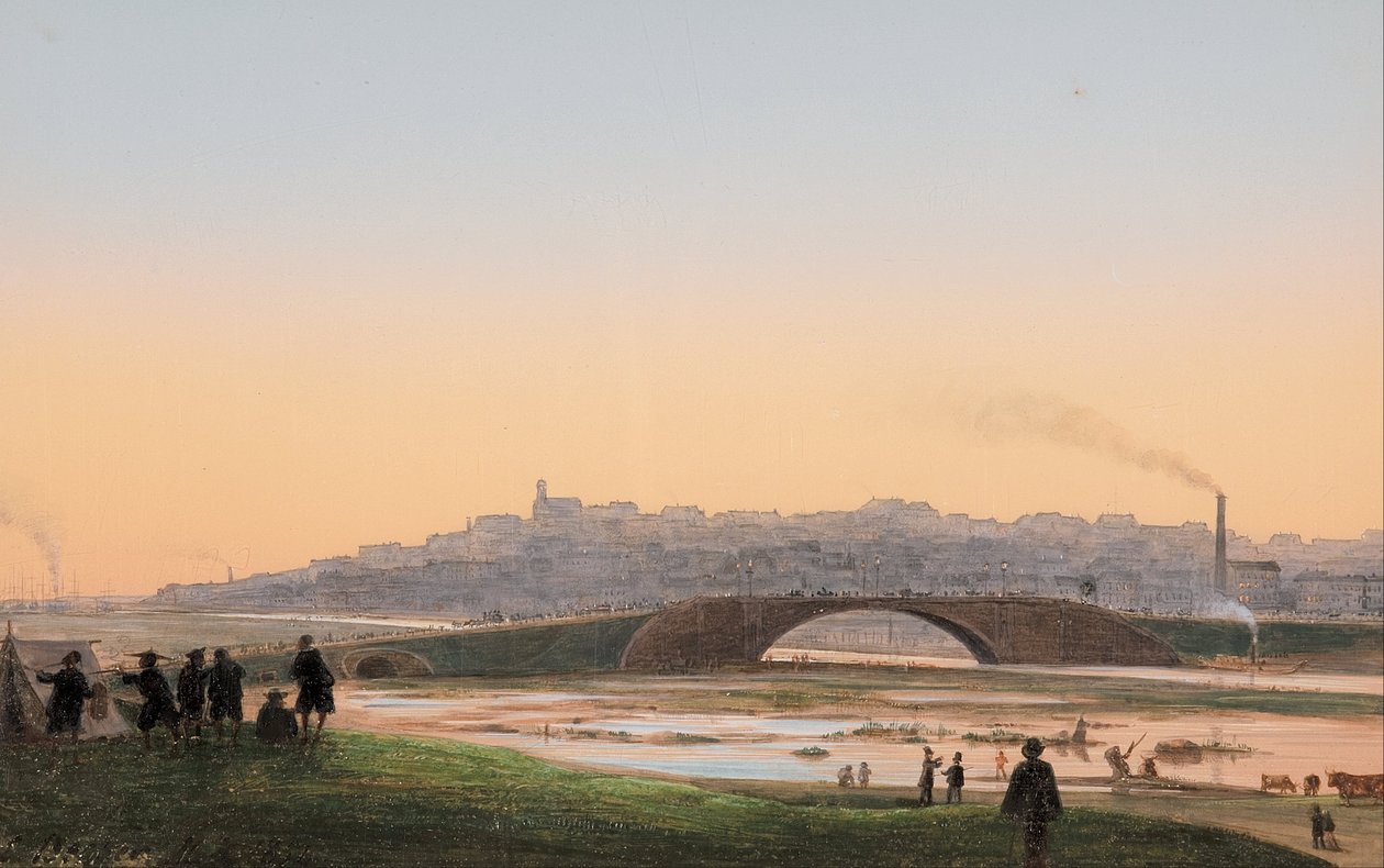 Melbourne z całej Yarra autorstwa Ludwig Becker