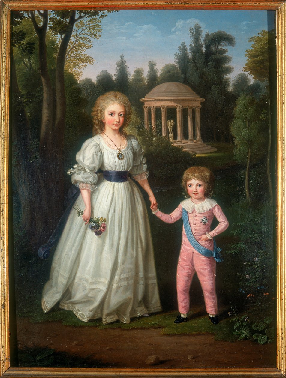 Portret podwójny, dzieci królowej Francji, Marii Antoniny, plener autorstwa Ludwig Guttenbrunn