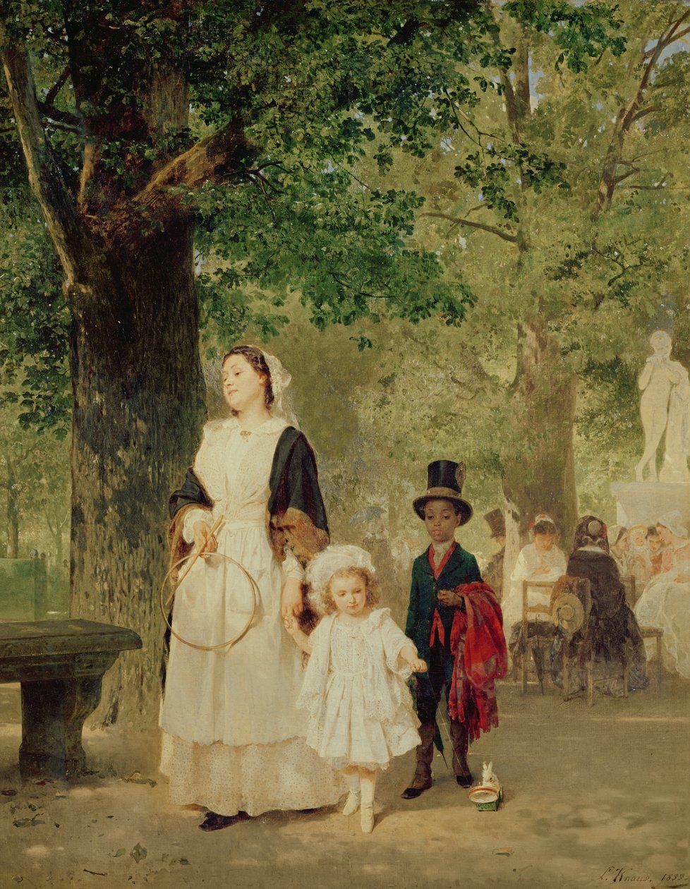 Promenada w Ogrodach Tuileries, 1855 autorstwa Ludwig Knaus